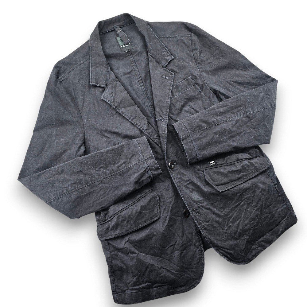 G-Star Raw Admiral Blazer Mens US 44 Black Faded Utility Cotton Twill Jacket